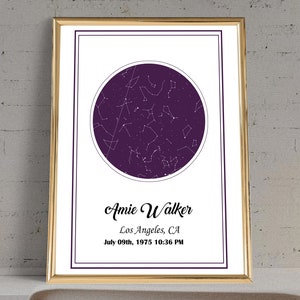 Carte des étoiles Zodiac | Carte des étoiles imprimable | Impression ciel nocturne | Cadeau de la fête des pères | De la femme pour le mari | 1 an anniversaire | Cadeau pour femme