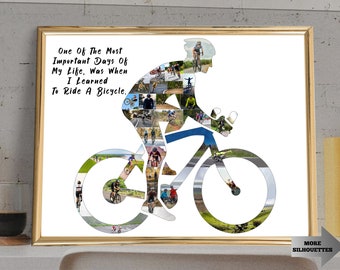Personalized Cycling Photo Collage, Custom Bike Art (Digital JPG)