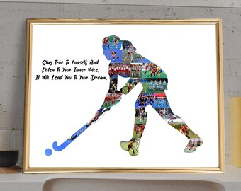 Custom Hockey Photo Collage: Hockey Fan Gift, Sport Decor (Digital JPG File)