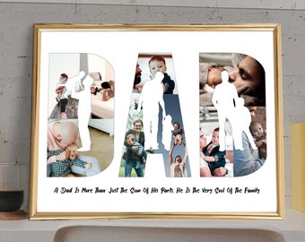 Collage de fotos para papá, regalo personalizado para el Día del Padre (JPG digital)