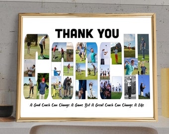 Personalized Coach Photo Collage Gift: Custom Sports Team Frame (Digital JPG)