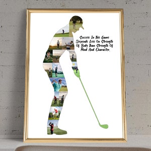 Collage de fotos de golf Regalo personalizado para golfista Collage de fotos de jugadores de golf Collage de fotos deportivas Regalos para amantes del golf Póster de golf