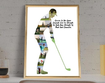 Custom Golf Photo Collage Gift for Golfer, Coach (Digital JPG File)