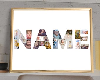 Custom Name Photo Collage: Personalized Letter Word Art (Digital JPG File)