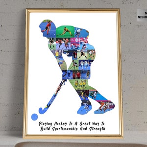 Hockey Art | Hockey Gifts For Men | Hockey Photo Collage | Hockey Decor | Hockey Lover Gift | Hockey Wall Art | Hockey Coach Gift