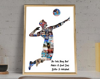 Personalized Volleyball Photo Collage, Coach Gift (Digital JPG)