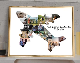 Custom Airplane Photo Collage, Personalized Aviation Gift (Digital JPG)