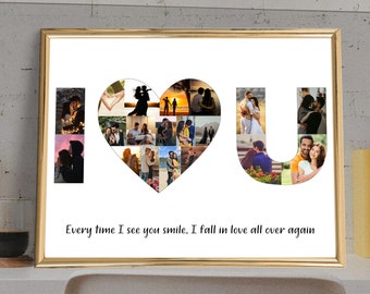 Custom Name Picture Collage Personalized Love Photo Collage Custom Letter Collage Love Text Photo Collage Photo Collage Gift Word Art