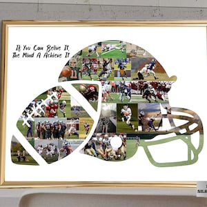 Collage fotografico personalizzato di football americano/casco/regali di football americano/poster di football americano/regalo di squadra di football/cornice per allenatore