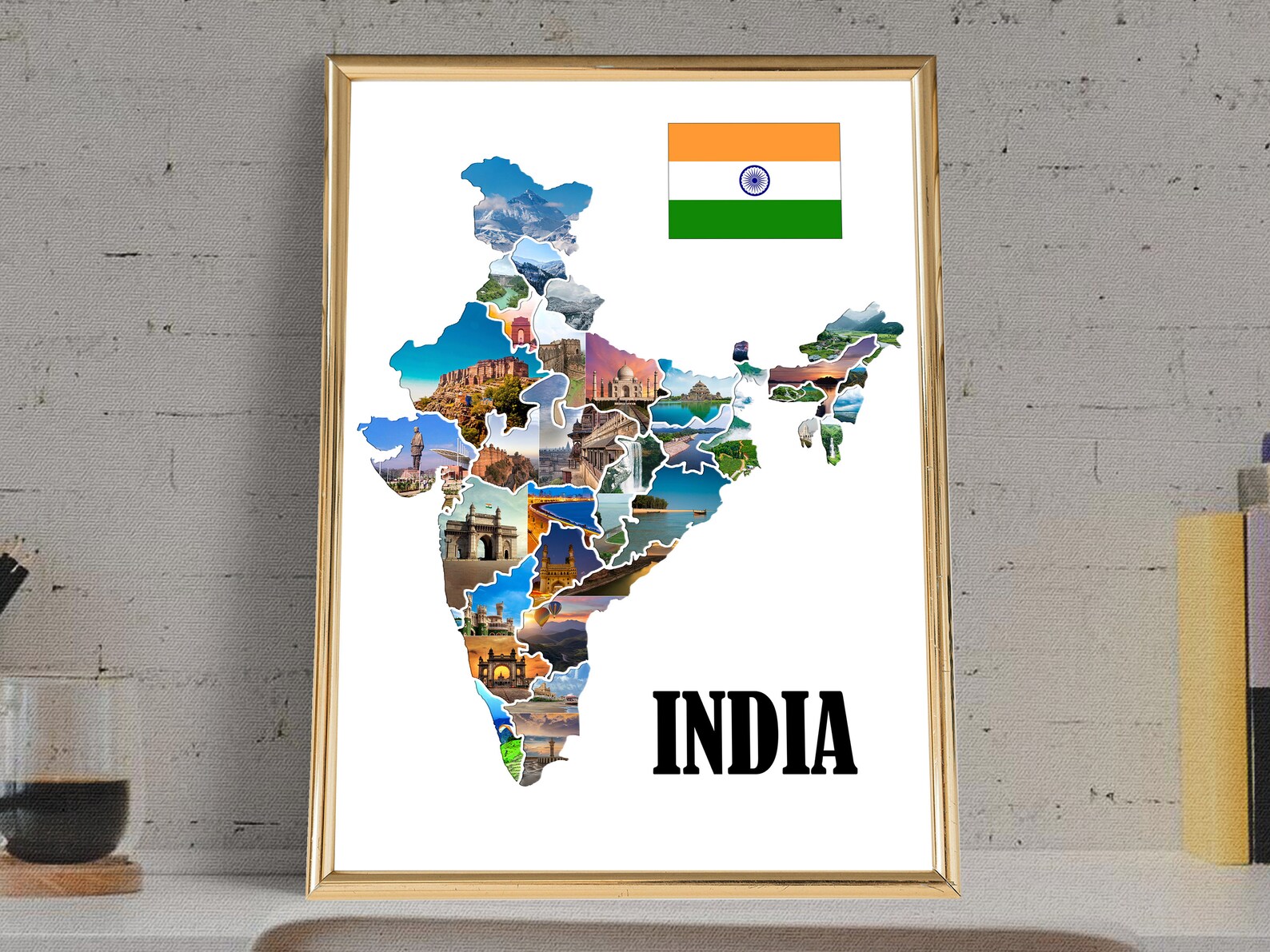 India Map Wall Art India Map Wall Decal India Map Wall Decor India Map
