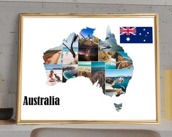 Australia Photo Collage Map Art Print (Digital JPG)