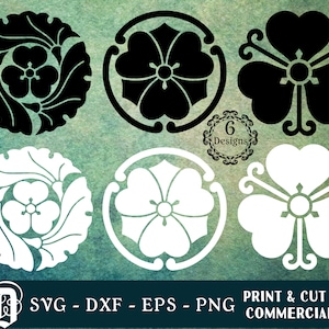 Emblema japonés SVG / Símbolo de flor SVG / Símbolo asiático SVG / Flor japonesa svg / Oxalis svg / Cresta japonesa svg / png Cortar e imprimir archivos
