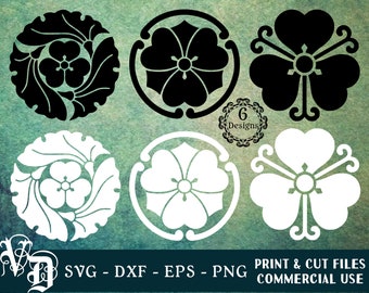 Japanese Emblem SVG | Flower Symbol SVG | Asian Symbol SVG | Japanese Blossom svg | Oxalis svg | Japanese Crest svg | png Cut & Print Files