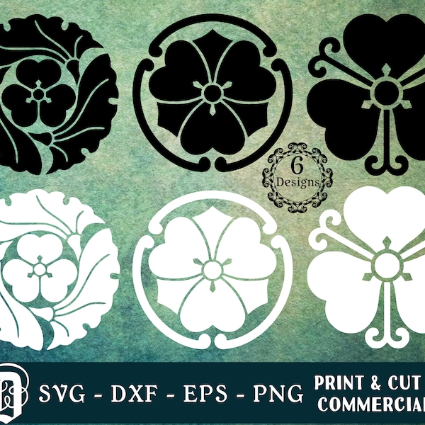 Japanese Emblem SVG | Flower Symbol SVG | Asian Symbol SVG | Japanese Blossom svg | Oxalis svg | Japanese Crest svg | png Cut & Print Files