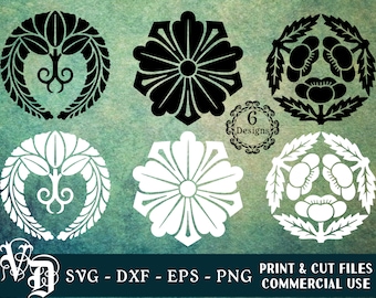 Japanese Emblem SVG | Flower Symbol SVG | Japanese Crest SVG | Japanese Blossom svg | Asian Symbol svg | Kamon svg | eps png Cut Print Files