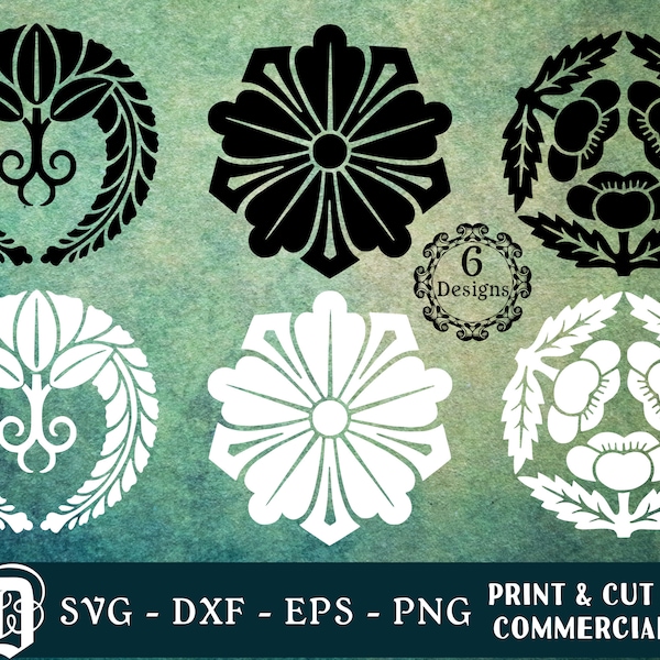 Japanese Emblem SVG | Flower Symbol SVG | Japanese Crest SVG | Japanese Blossom svg | Asian Symbol svg | Kamon svg | eps png Cut Print Files