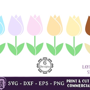 Tulipes pastel SVG | Fleur de printemps SVG | Fleur pastel SVG | Printemps imprimable svg | Tulipe de Pâques svg | Fleur de chocolat svg | Fichiers png dxf