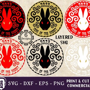 Year Of The Rabbit 2023 SVG | Lunar New Year SVG | Chinese Zodiac SVG | 2023 cny | cny Graphics | Chinese New Year svg | png dxf Cut Files