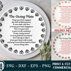 The Giving Plate SVG | Giving Dish SVG | Pay It Forward Gift | Giving Plate Poem | Cookie Exchange SVG | dxf eps png Cut Print Digital Files