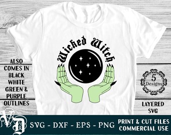 Wicked Witch SVG | Witchy Hands SVG | Crystal Ball SVG | Trendy Halloween svg | Witch Text svg | dxf eps png Cut Print Digital Files