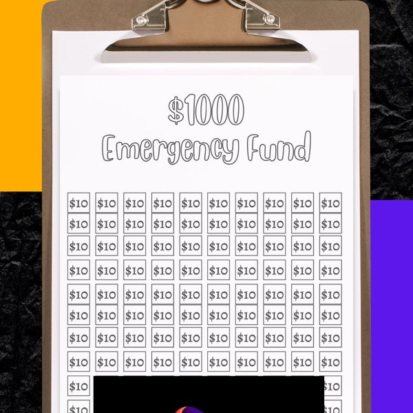 Emergency fund tracker, vacation fund tracker, 1000 dollar emergency tracker, budgeting tracker, budgeting printables, dave ramsey style