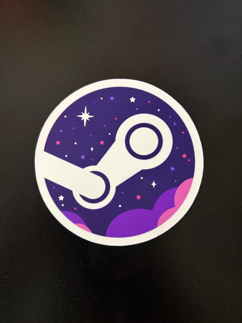 Steam Logo Sticker | Gaming Decal for Laptops, Consoles, Water Bottles | Variety of Patterns Galaxy