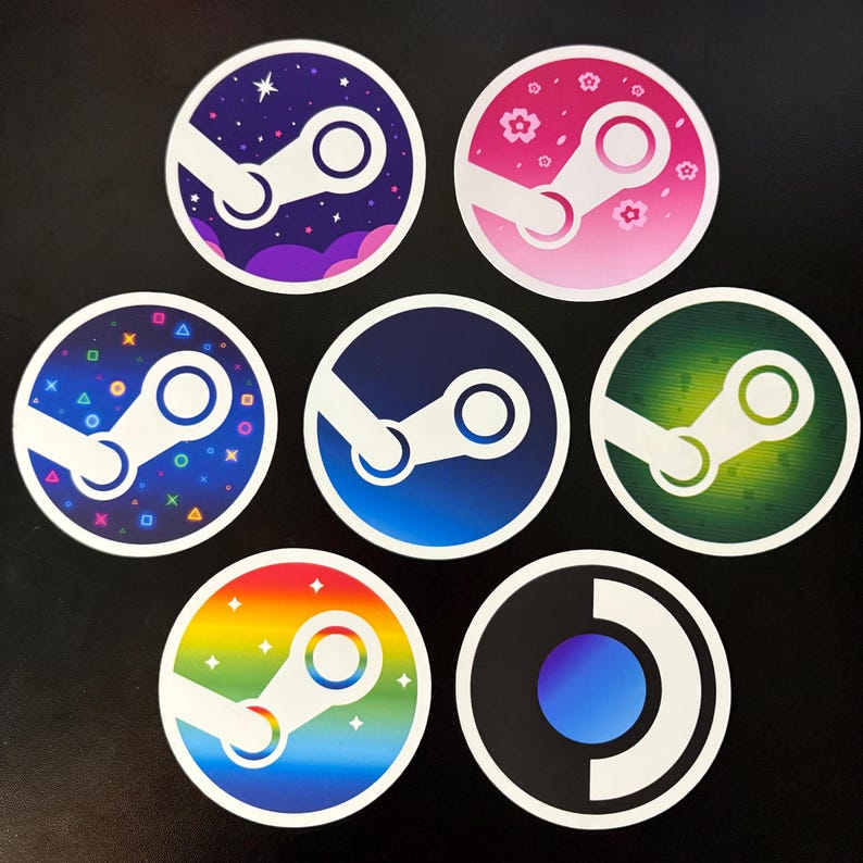 Steam Logo Sticker | Gaming Decal for Laptops, Consoles, Water Bottles | Variety of Patterns image 1