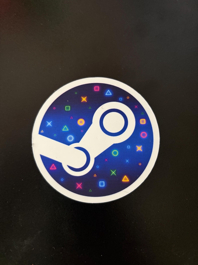 Steam Logo Sticker | Gaming Decal for Laptops, Consoles, Water Bottles | Variety of Patterns Neon