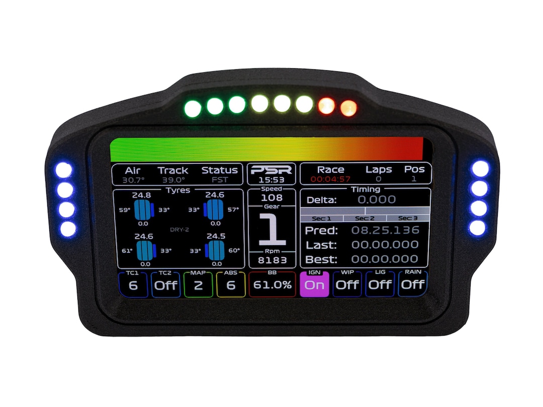Sim Racing Dashboard Touchscreen Display Leds RPM Simhub, PSR GT 5.0