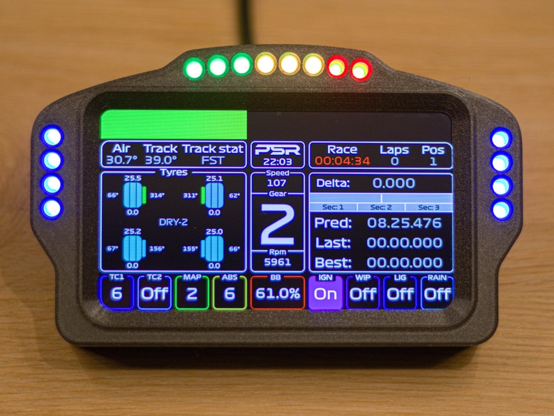 Sim Racing Dashboard Touchscreen Display Leds RPM Simhub GT - Etsy UK