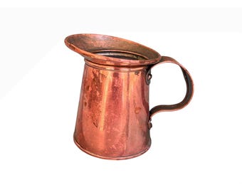 Vintage Copper Miniature Pitcher Creamer Small Decorative Jug Farmhouse Decor