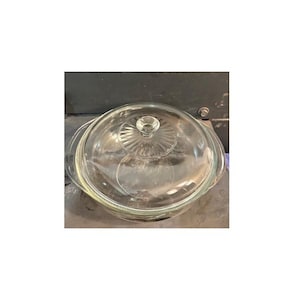 Vintage Pyrex 024 Clear Glass 2 Quart Round Casserole Dish with Swirl LidLid