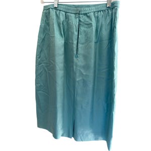 Vintage Adrianna Papell Silk Skirt Suit Teal Paisley 90s 2 Piece Set immagine 8