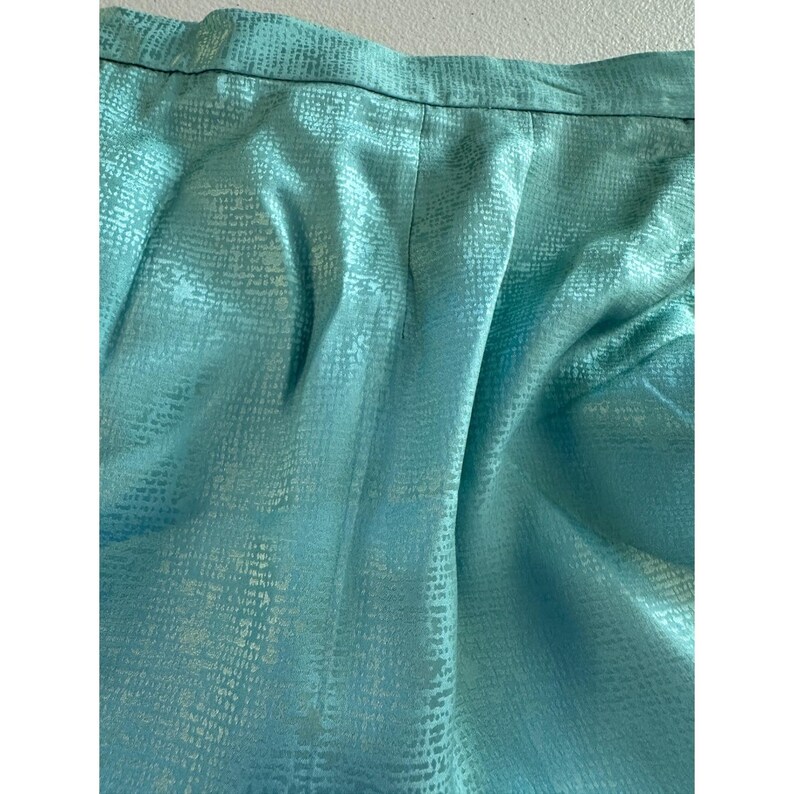 Vintage Adrianna Papell Silk Skirt Suit Teal Paisley 90s 2 Piece Set immagine 16