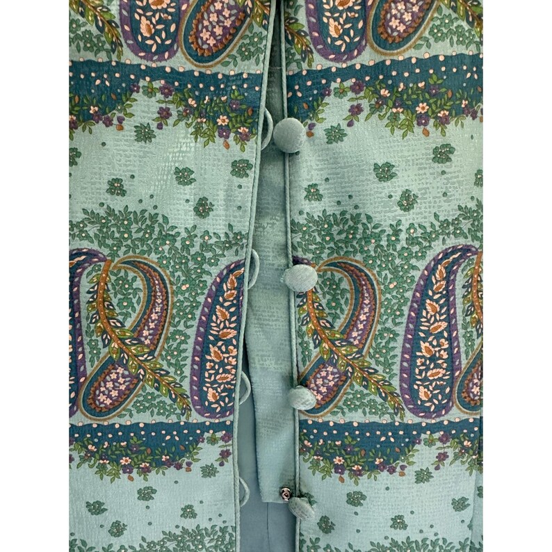 Vintage Adrianna Papell Silk Skirt Suit Teal Paisley 90s 2 Piece Set immagine 5