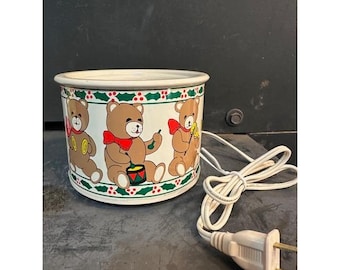 Vintage Beachwood Fragrance Crock Electric Potpourri Warmer Christmas Bears