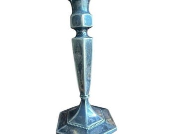 Antique Wilcox Silver Plate Co Quadruple Plate Candlestick Holder Hexagon 2796