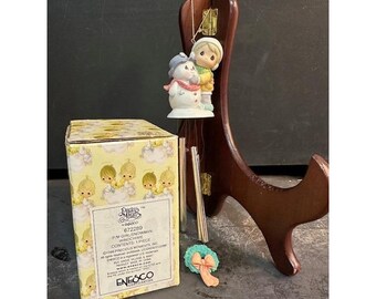 Precious Moments Girl and Snowman Windchime 672289 Vintage 1999 Enesco with Box