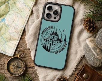 Always Take The Scenic Route Phone Case – Compass Mountain iPhone Case Adventure