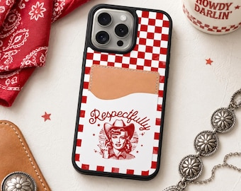 Respectfully Retro, vintage cowgirl phone case with cardholder