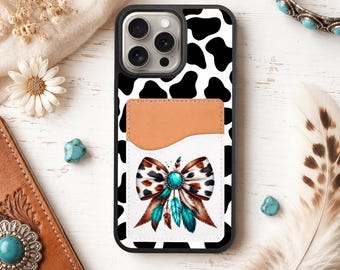 Rustic Bohemian bow phone case with card holder