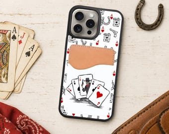 Western poker hand, cowboy card game, case with card holder- wallet-Iphone