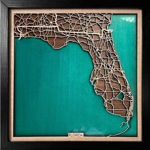Houten kaart Florida Uniek gepersonaliseerd cadeau voor verjaardag huwelijksverjaardag