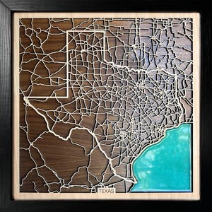 Texas houten kaart housewarming cadeau wanddecoratie verlovingscadeau voor stel