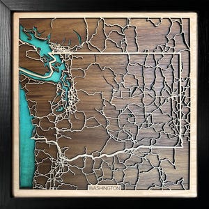Wooden Map of Any City Washington 3d Custom Map 6th Anniversary Gift