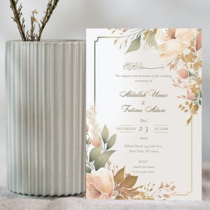 Islamic Wedding Invitation Card | Digital Nikaah Invite | Muslim Wedding Invitation Card | Editable Walimah Invitation Card | Barat Invite