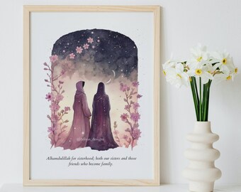 Hijabi Wall Art Digital Print | Islamic Gift | Wall Art | Pastel Wall Art | Islamic Sisters Wall Art | Islamic Art Print | Muslimah Wall Art