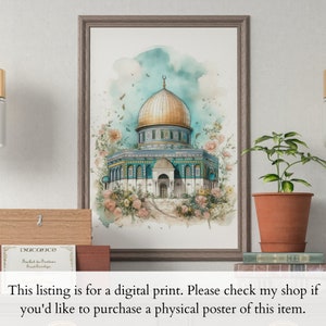 Dome of the Rock Digitaldruck | Al-Aqsa-Moschee Poster | Palästina | Jerusalem | Al-Aqsa-Moschee Wandkunst | Felsendom Wandkunst | Aqsa