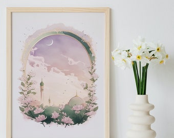 Muslim Wall Art Digital Print | Islamic Gift | Wall Art for Childrens Room | Pastel Wall Art | Mosque Wall Art | Islamic Art Print