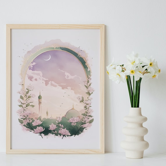 Muslim Wall Art Digital Print | Islamic Gift | Wall Art for Childrens Room | Pastel Wall Art | Mosque Wall Art | Islamic Art Print